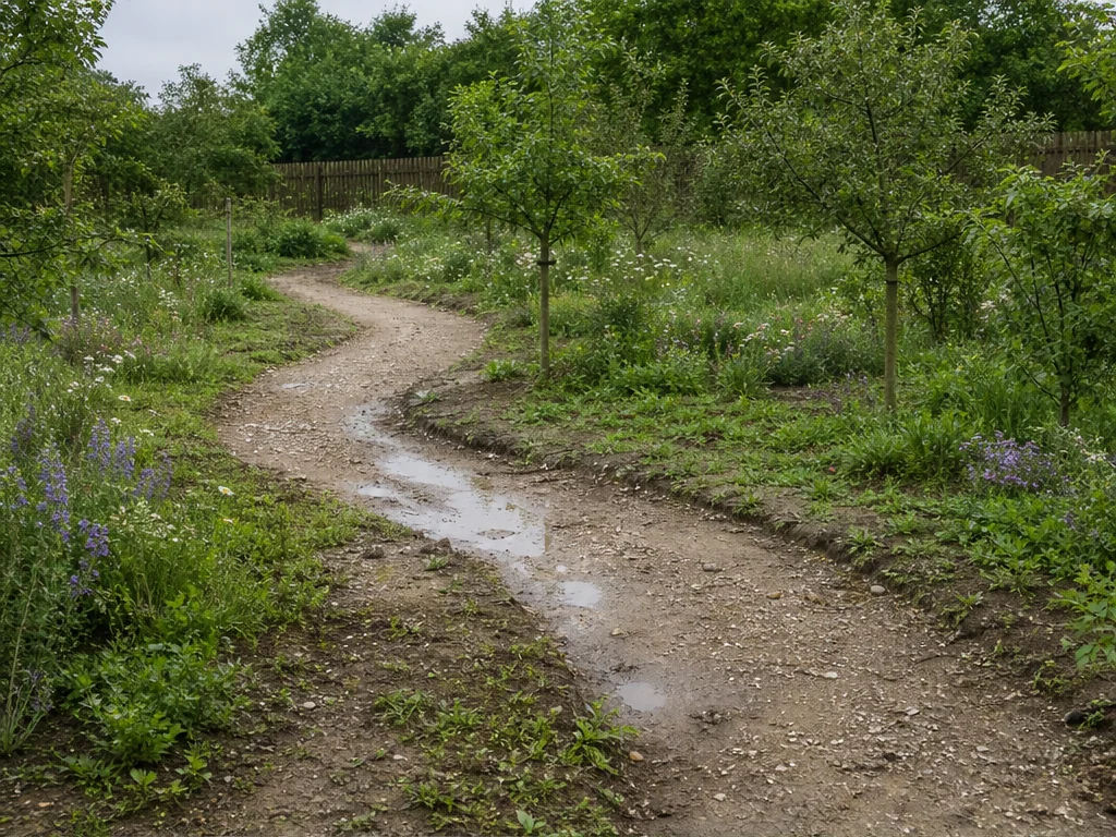 Beispielhafte Ausgangslage für einen Gartenweg
