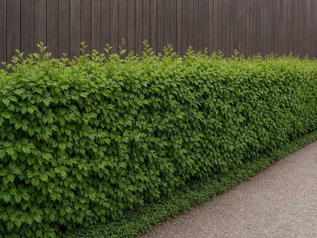 Beispielhafte Ausgangslage: ungleichmässige Hecke